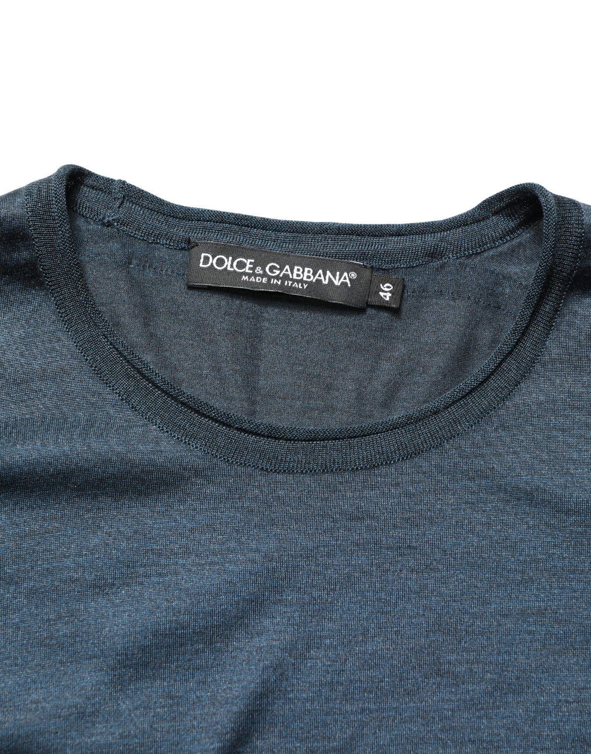 T-shirt à manches courtes en soie bleu foncé à col rond de Dolce &amp; Gabbana