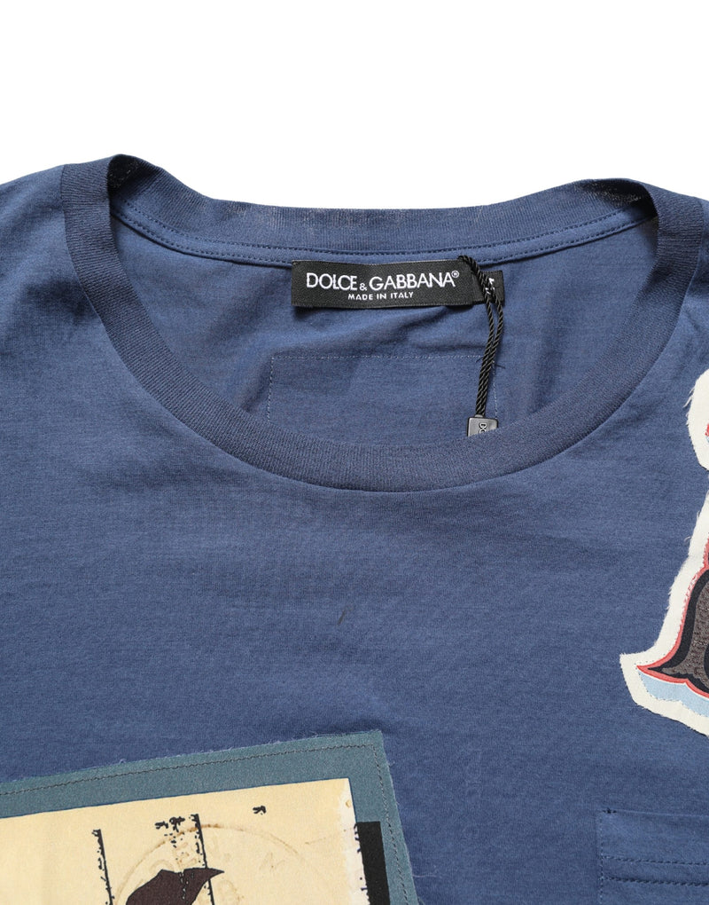 Dolce & Gabbana Donkerblauw Katoenen Graphic T-shirt met Ronde Hals
