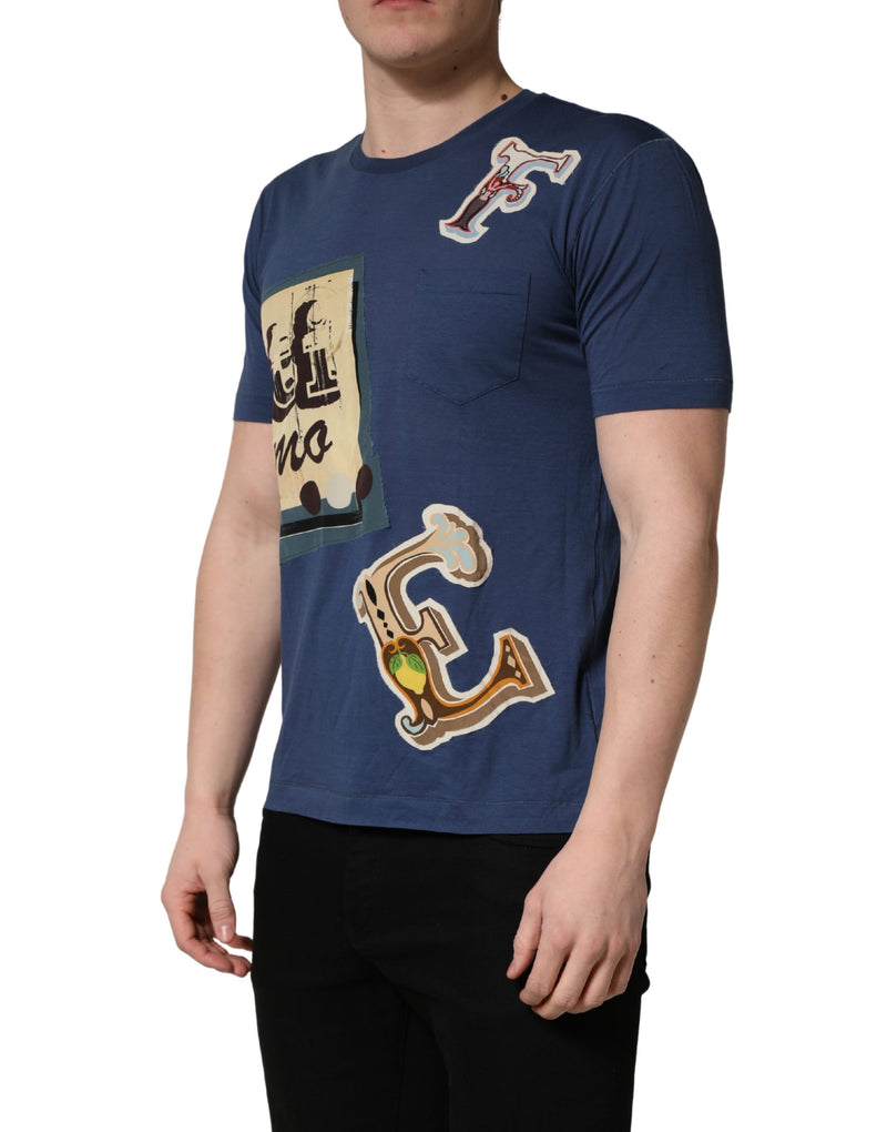 Dolce & Gabbana Donkerblauw Katoenen Graphic T-shirt met Ronde Hals