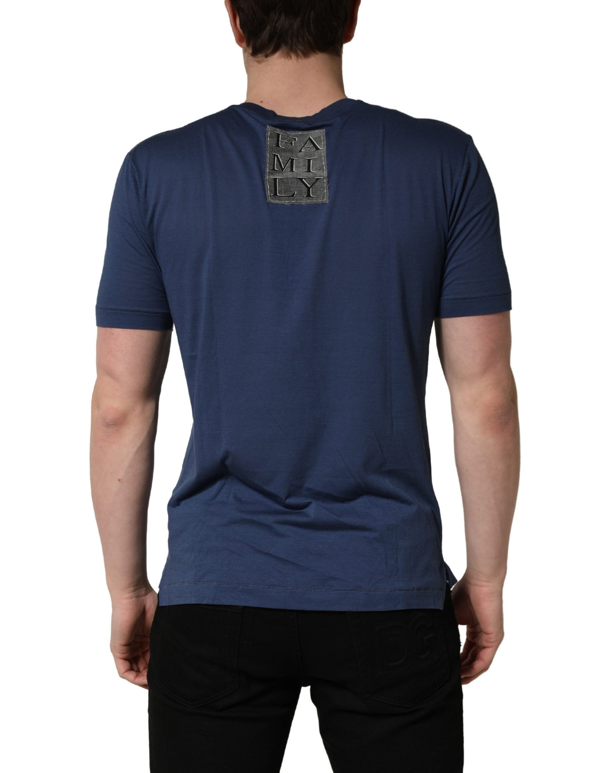 T-shirt Dolce & Gabbana en coton bleu marine à col ras du cou et motif graphique