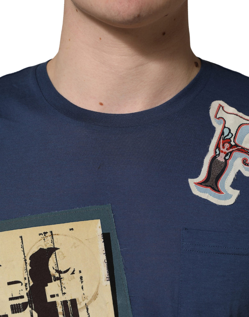 Dolce & Gabbana Donkerblauw Katoenen Graphic T-shirt met Ronde Hals