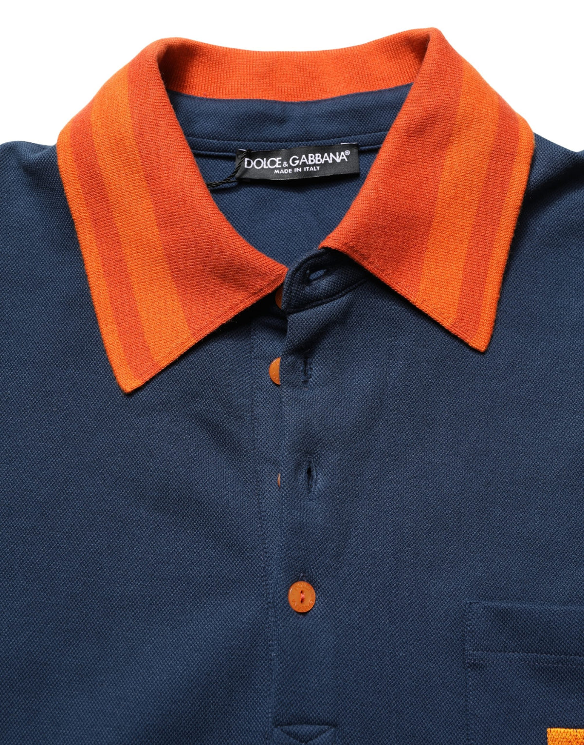 Dolce & Gabbana Polo Homme Coton Bleu Marine Manches Courtes à Logo