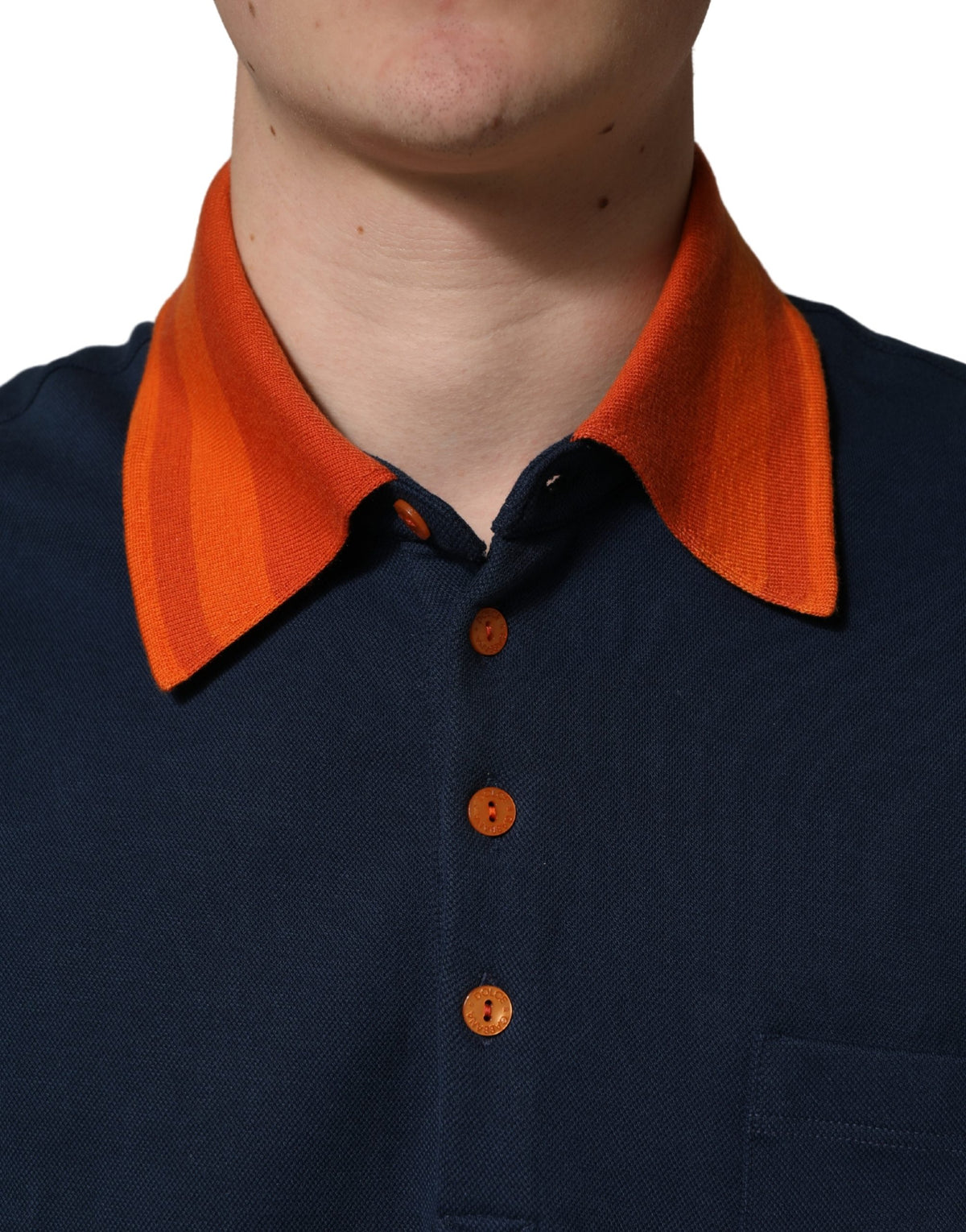 Dolce & Gabbana Polo Homme Coton Bleu Marine Manches Courtes à Logo