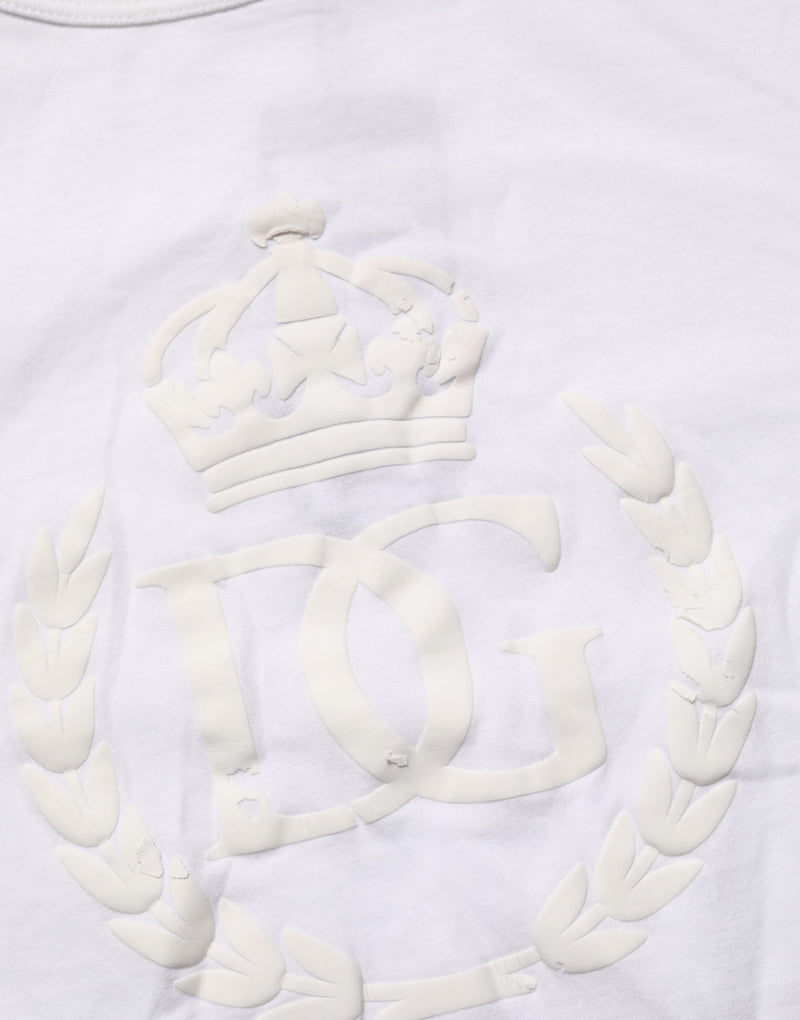 T-shirt homme en coton blanc Dolce &amp; Gabbana avec logo DG en relief.