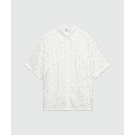 MSGM Optical White Polyester Blouse for Men
