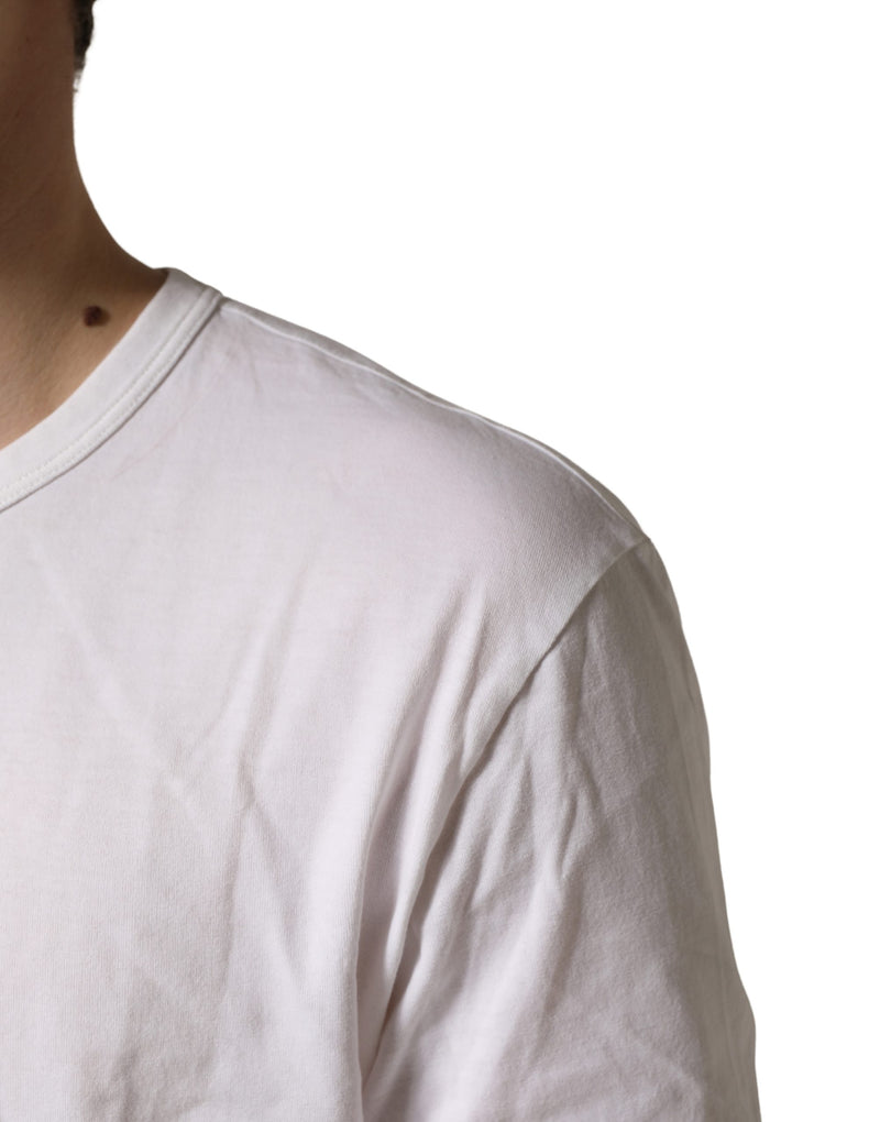 T-shirt homme en coton blanc Dolce &amp; Gabbana avec logo DG en relief.