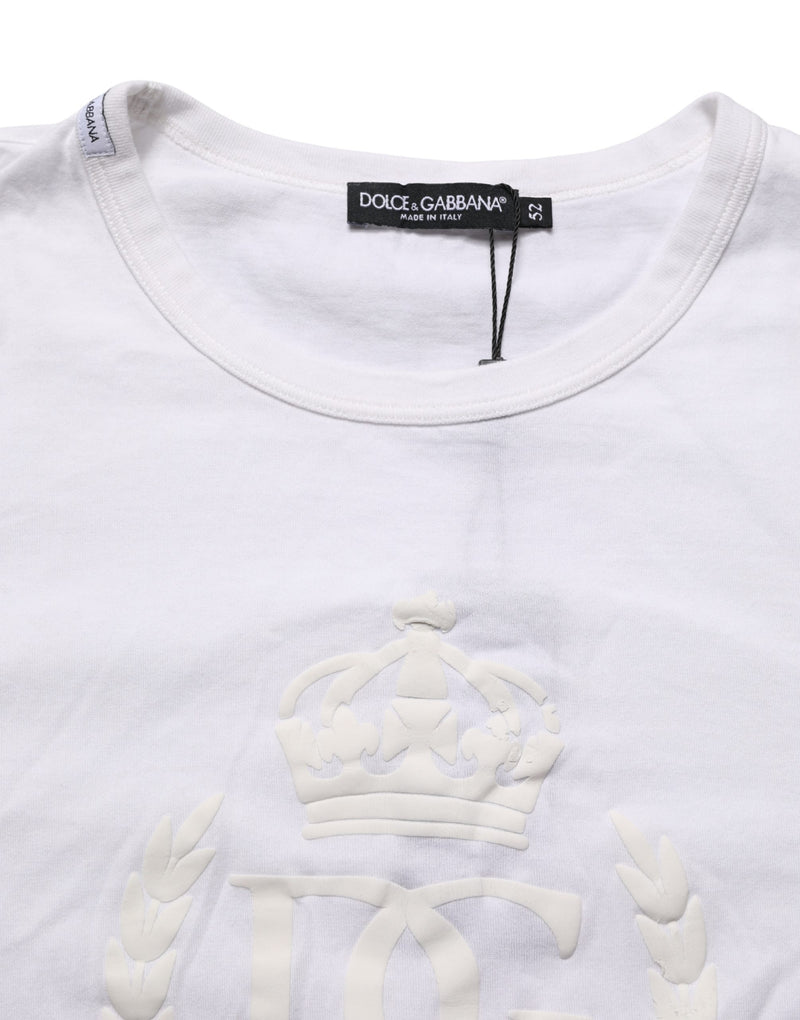T-shirt homme en coton blanc Dolce &amp; Gabbana avec logo DG en relief.