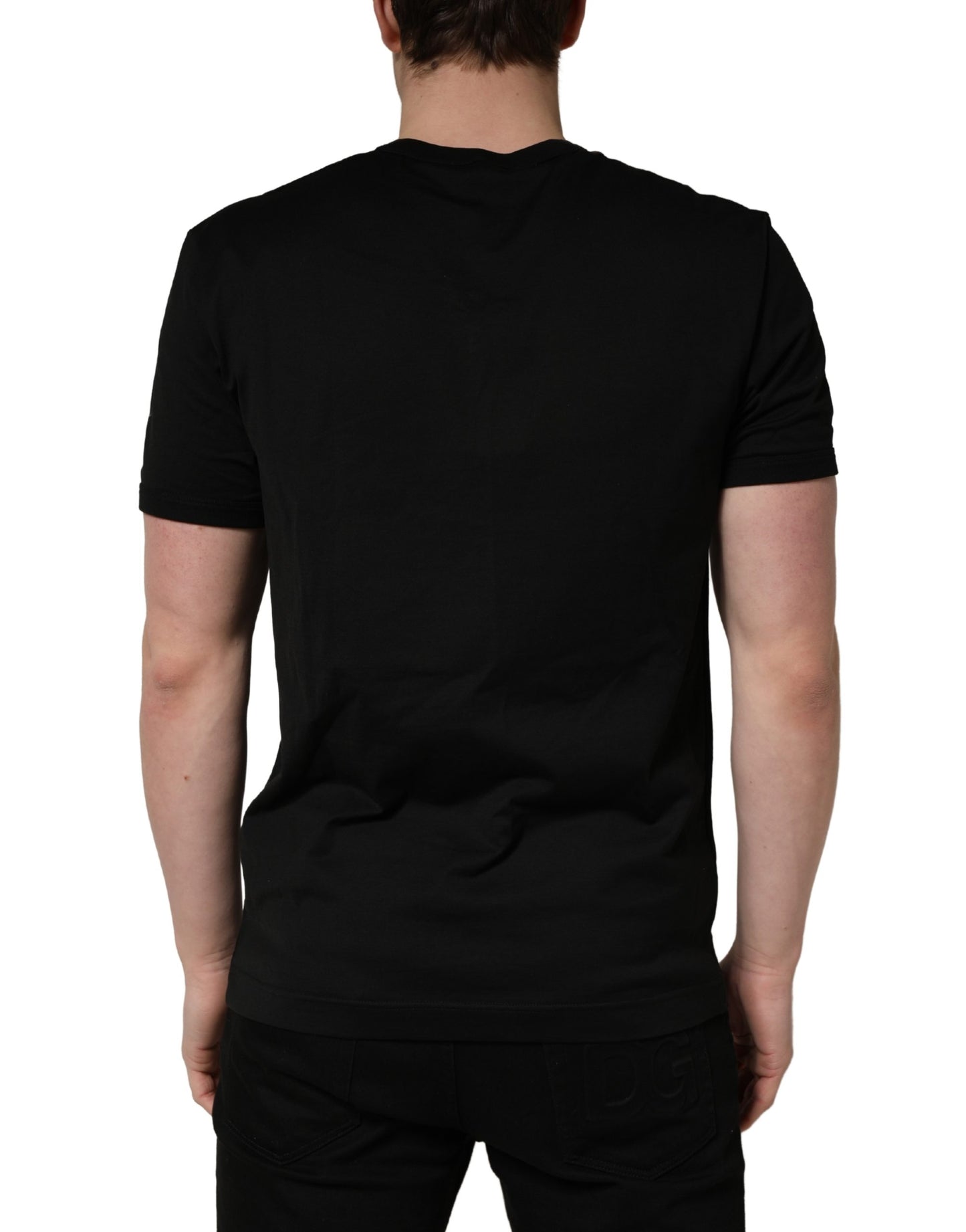 Dolce & Gabbana Zwart Katoenen V-hals Heren T-shirt Korte Mouwen