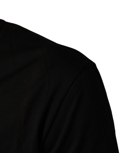 Dolce & Gabbana Zwart Katoenen V-hals Heren T-shirt Korte Mouwen