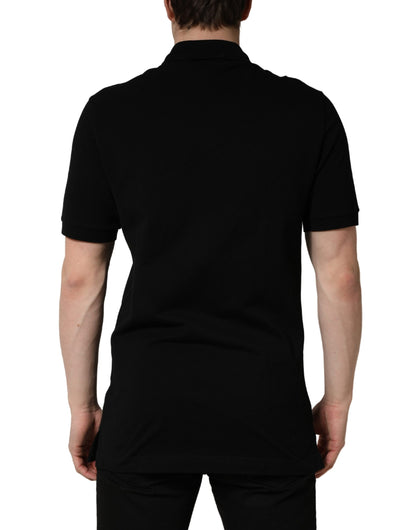 Dolce & Gabbana Zwart DG Logo Palmbladeren Borduurwerk Polo T-shirt