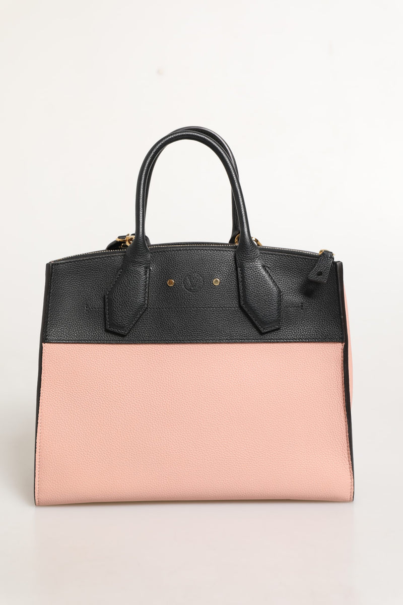 Louis Vuitton Pink and Black Leather City Steamer Handbag