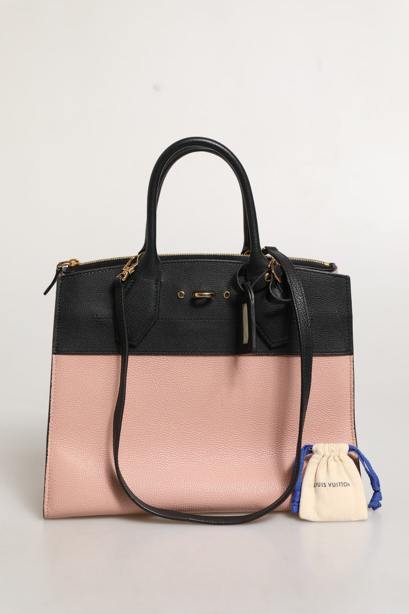 Louis Vuitton Pink and Black Leather City Steamer Handbag