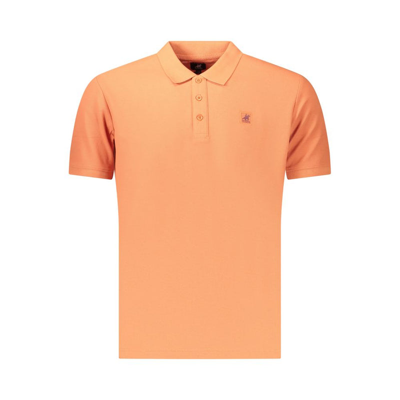 Amerikaanse katoenen herenpoloshirt met grote oranje bloemenprint