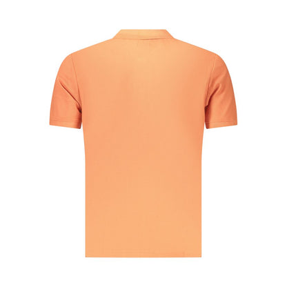 Amerikaanse katoenen herenpoloshirt met grote oranje bloemenprint