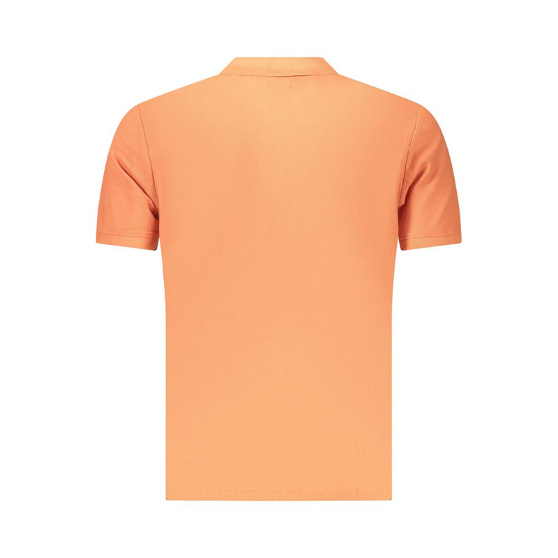 Amerikaanse katoenen herenpoloshirt met grote oranje bloemenprint