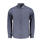 U.S. Grand Blue Cotton Men's Shirt - Elegant Long Sleeve