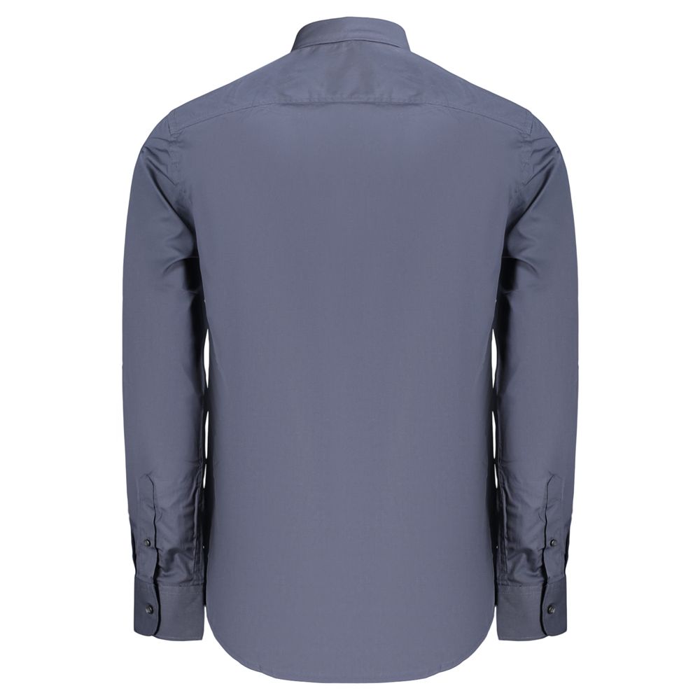 U.S. Grand Blue Cotton Men's Shirt - Elegant Long Sleeve