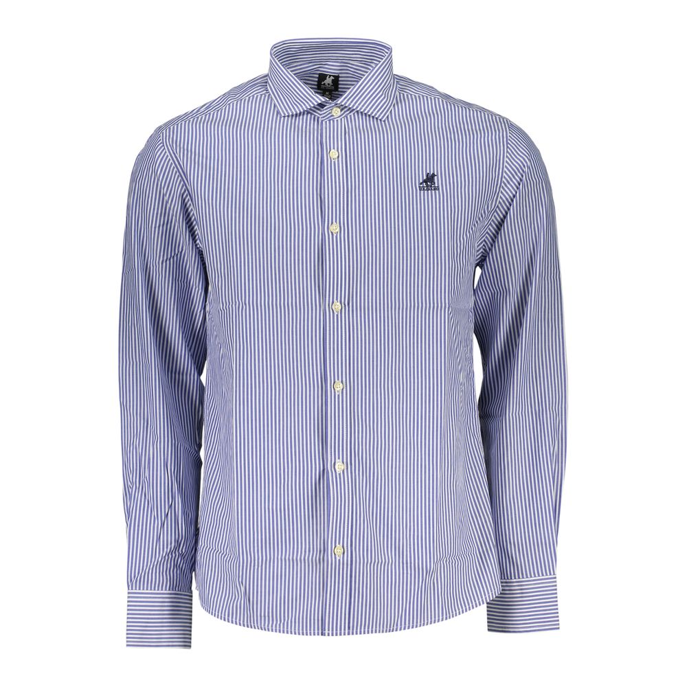U.S. Grand Blue Cotton Men's Shirt - Stylish Striped Design