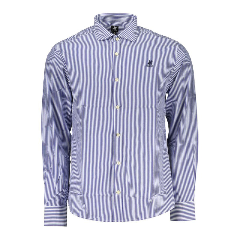 U.S. Grand Blue Cotton Men's Shirt - Stylish Striped Design