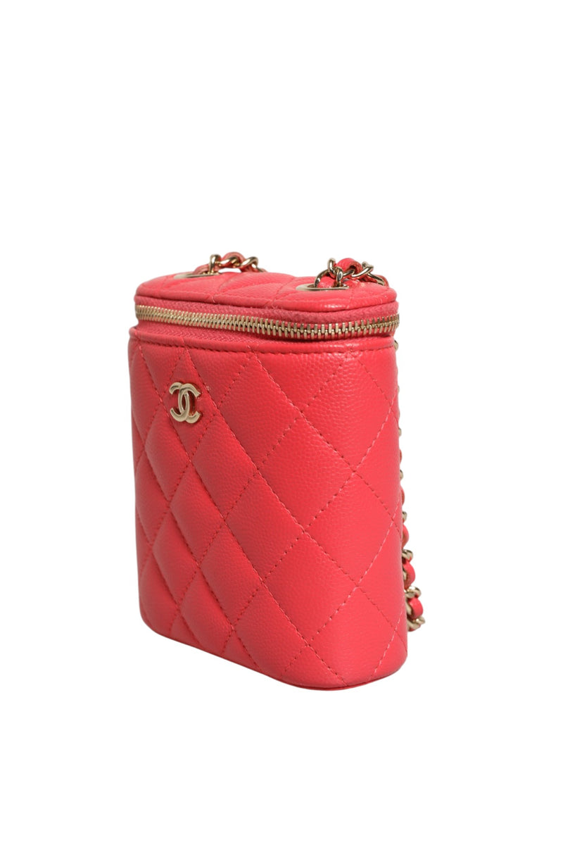 Chanel Red Caviar Quilted Small Vertical Coco Beauty Vanity Case