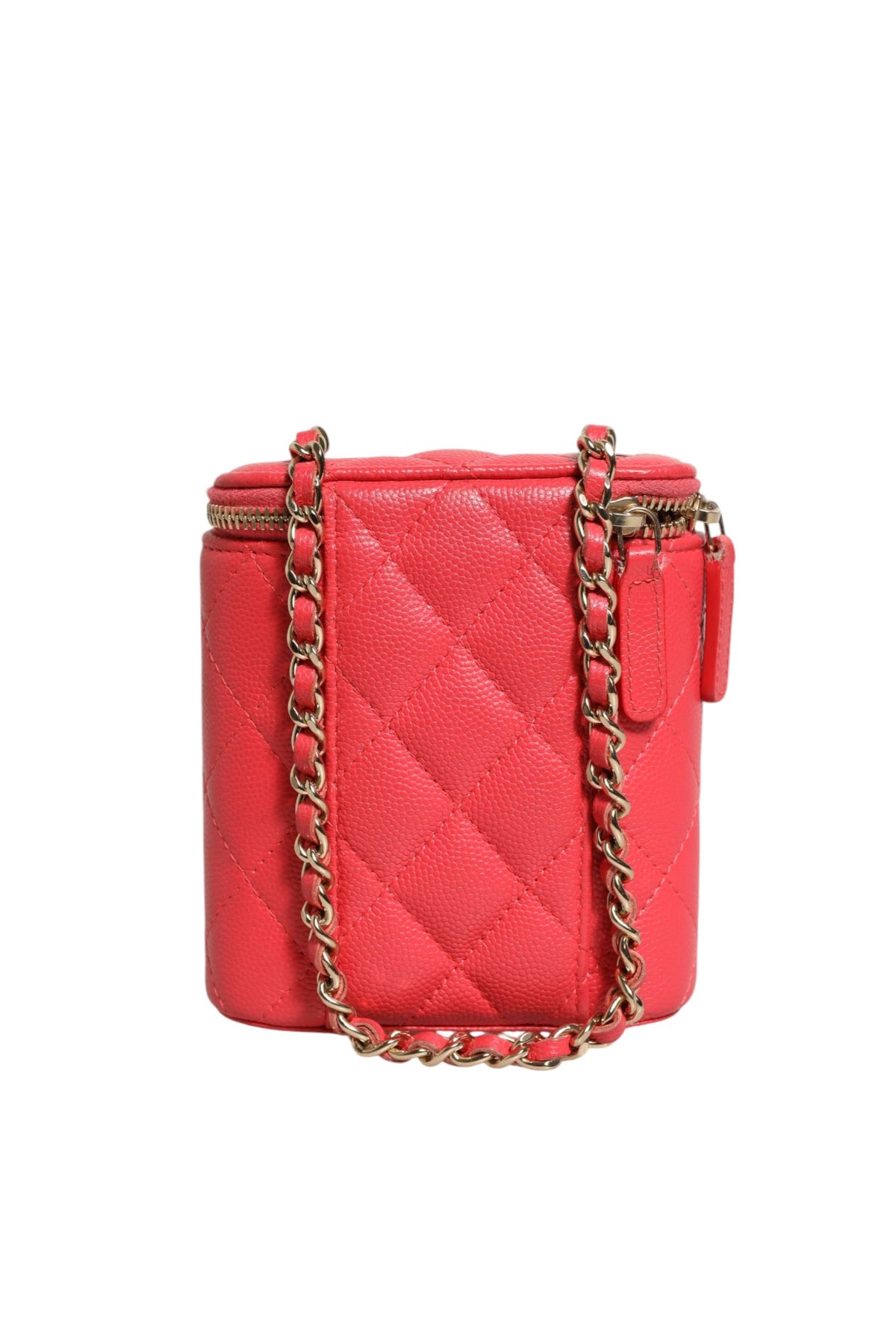 Chanel Red Caviar Quilted Small Vertical Coco Beauty Vanity Case