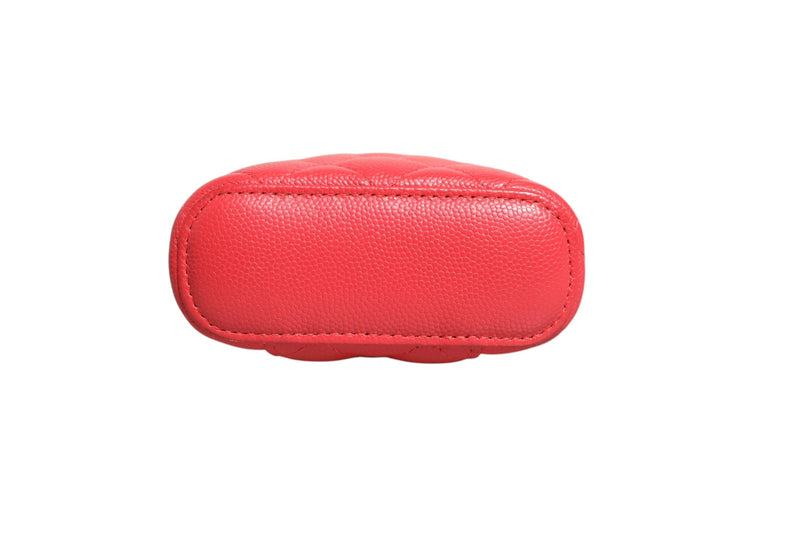 Chanel Red Caviar Quilted Small Vertical Coco Beauty Vanity Case