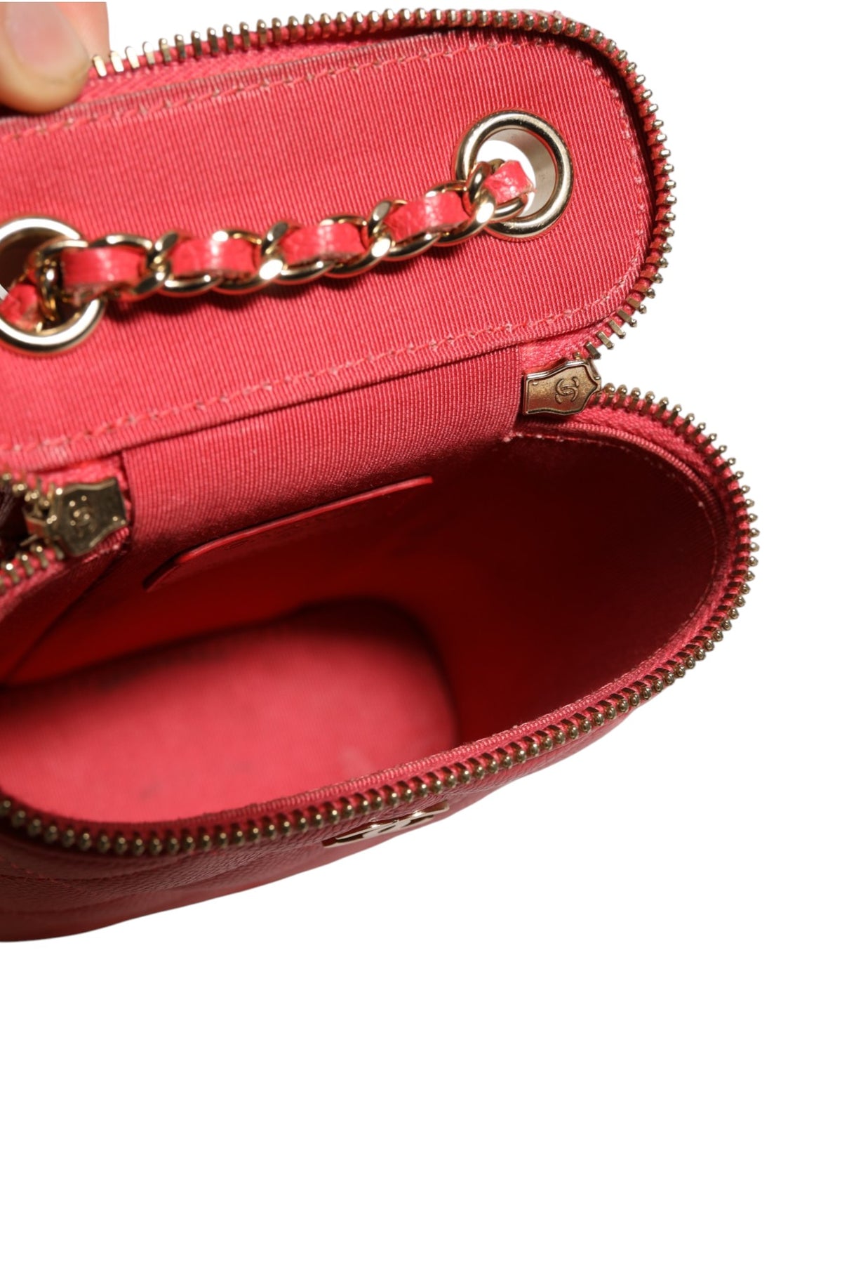 Chanel Red Caviar Quilted Small Vertical Coco Beauty Vanity Case