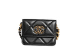 Chanel 19 Porte-Monnaie à Rabat en Cuir Matelassé Noir Bandoulière