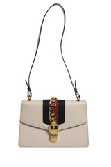 Gucci White Calfskin Leather Sylvie Crossbody Bag