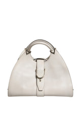 Gucci White Leather Stirrup Top Handle Bag
