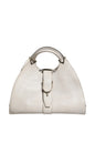 Gucci White Leather Stirrup Top Handle Bag