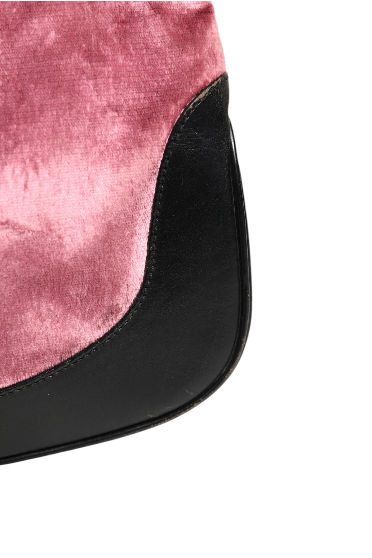 Gucci Jackie Pink Velvet and Black Leather Shoulder Bag