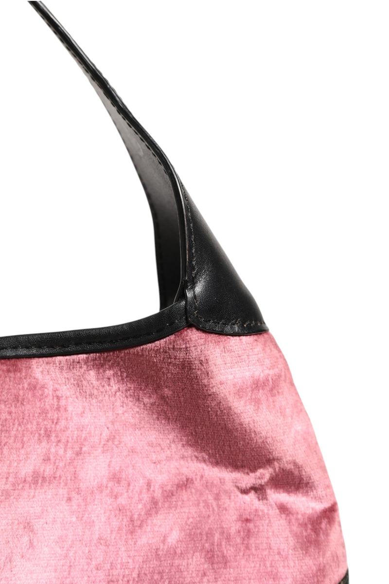 Gucci Jackie Pink Velvet and Black Leather Shoulder Bag