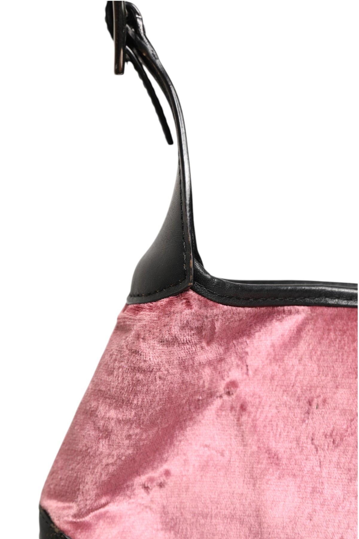 Gucci Jackie Pink Velvet and Black Leather Shoulder Bag