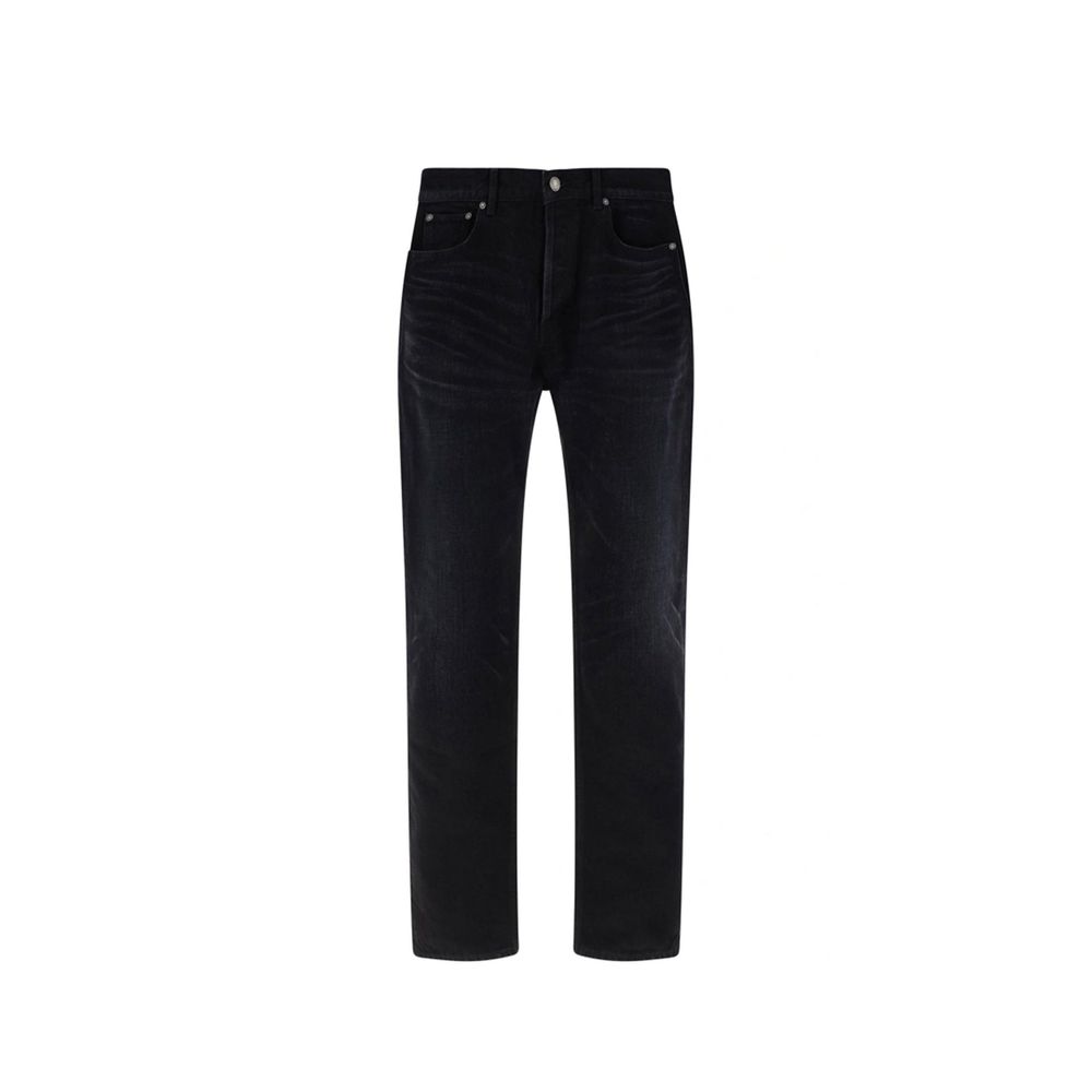Saint Laurent zwarte katoenen jeans met rechte pijpen