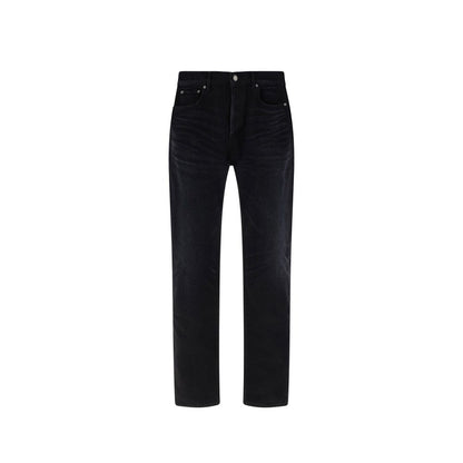 Saint Laurent zwarte katoenen jeans met rechte pijpen