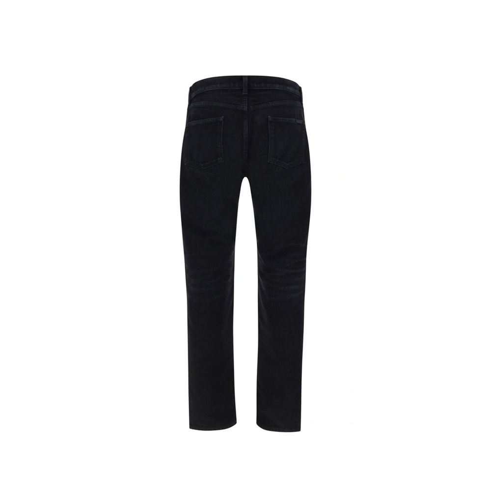 Saint Laurent zwarte katoenen jeans met rechte pijpen