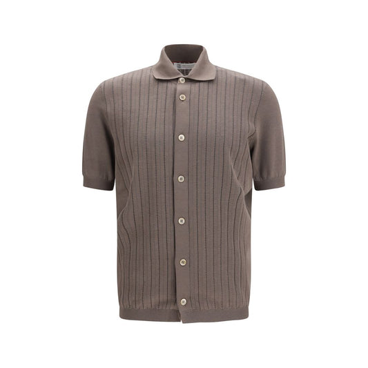 Brunello Cucinelli Brown Cotton Shortsleeve Shirt for Men