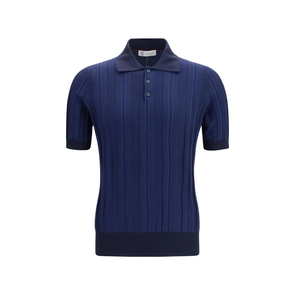 Brunello Cucinelli Blue Cotton Polo Shirt for Men