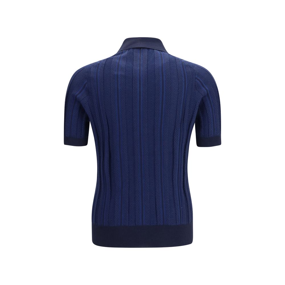 Brunello Cucinelli Blue Cotton Polo Shirt for Men