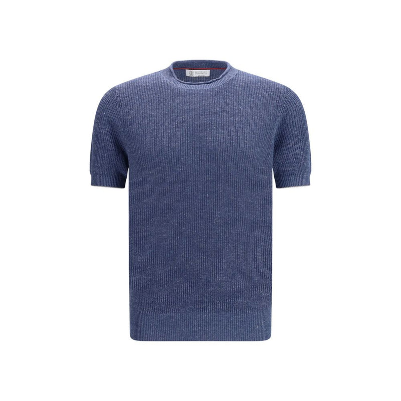 Brunello Cucinelli Blue Linen T-Shirt - Casual Elegance