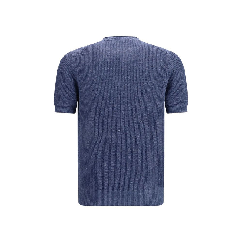 Brunello Cucinelli Blue Linen T-Shirt - Casual Elegance