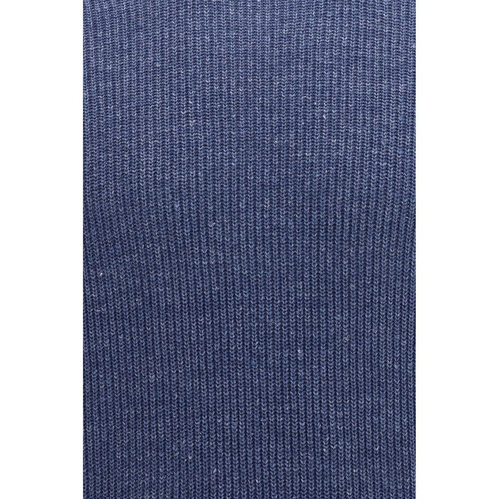 Brunello Cucinelli Blue Linen T-Shirt for Men