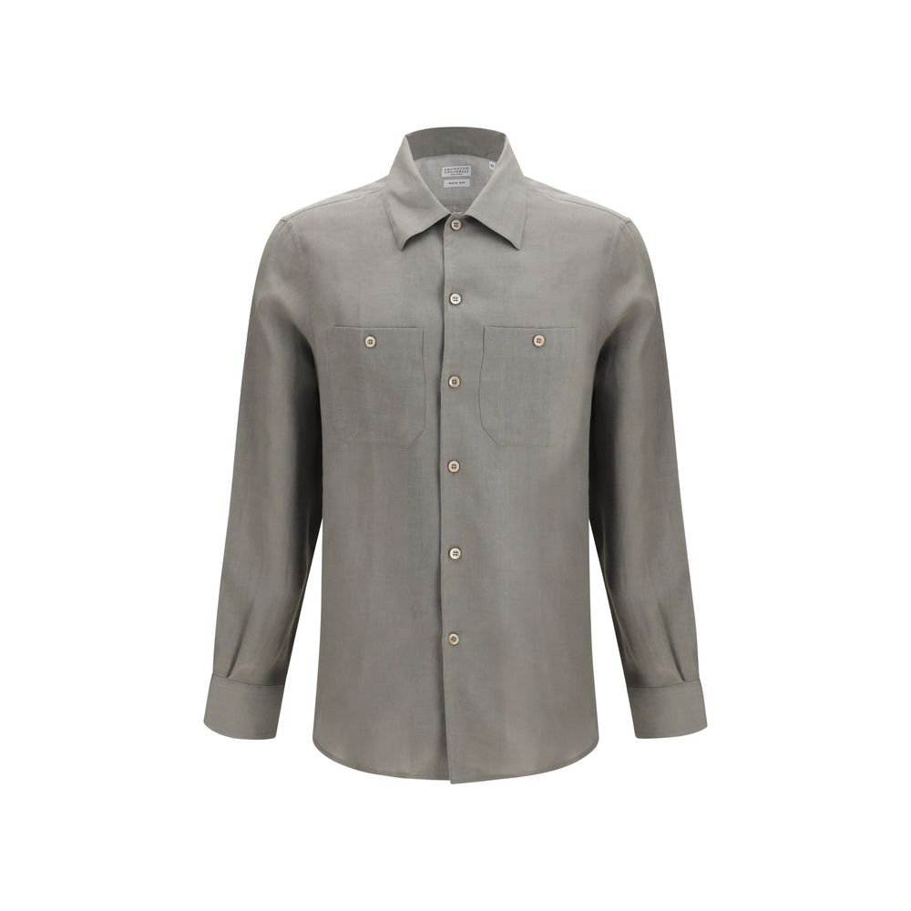 Brunello Cucinelli Bicolor Linen Dress Shirt - Elegant Fit for Men
