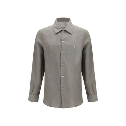 Brunello Cucinelli Bicolor Linen Dress Shirt