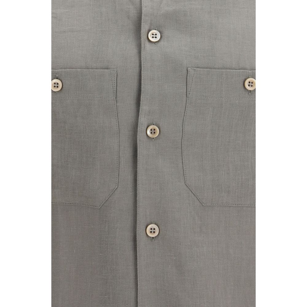 Brunello Cucinelli Bicolor Linen Dress Shirt - Elegant Fit for Men