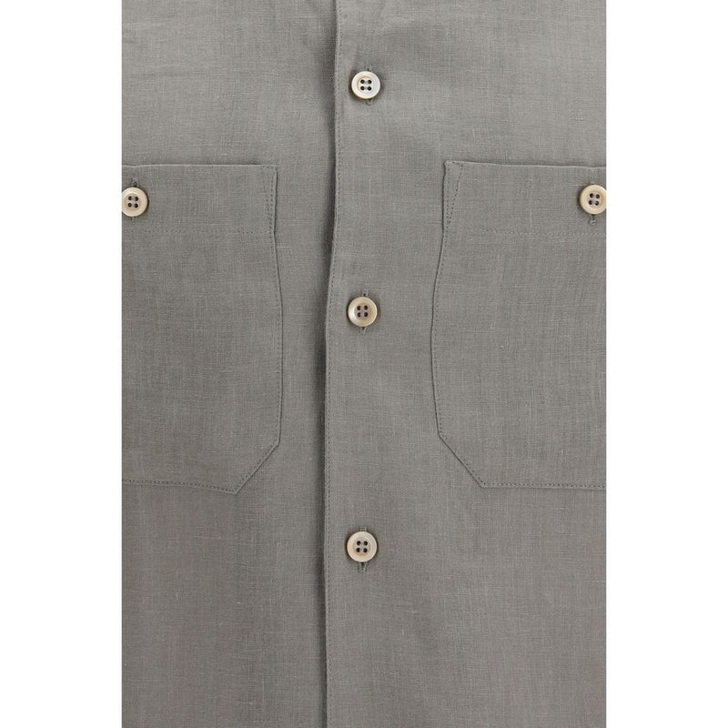 Brunello Cucinelli Bicolor Linen Dress Shirt for Men