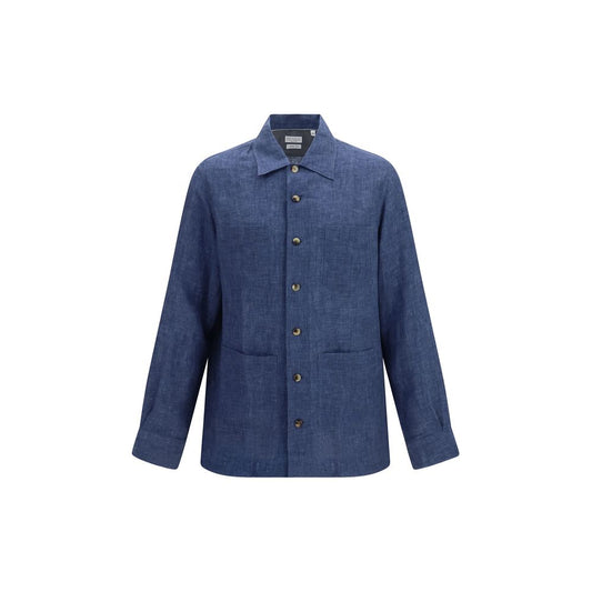 Brunello Cucinelli Blue Linen Blouse - Oversized Fit