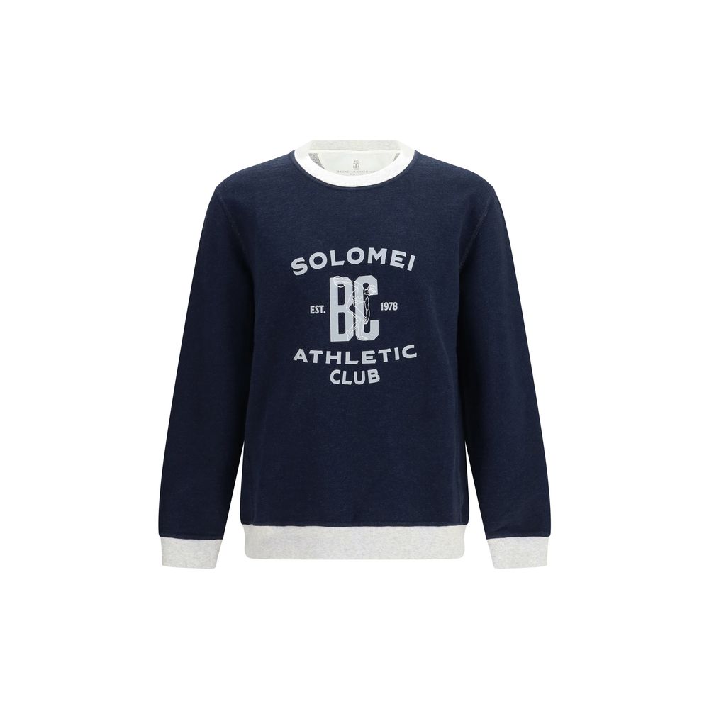 Brunello Cucinelli Blue Cotton Sweatshirt for Men