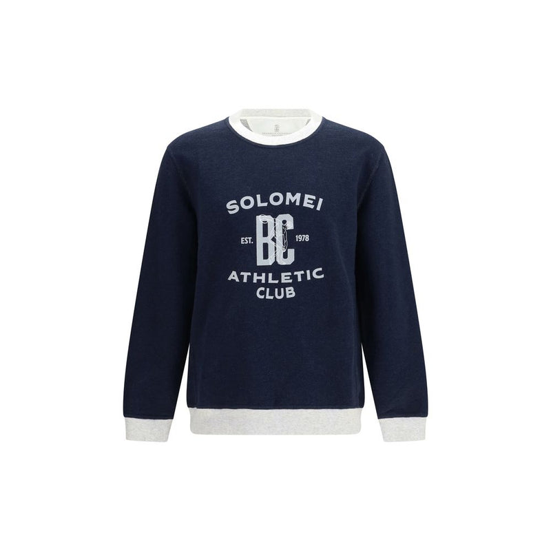 Brunello Cucinelli Blue Cotton Sweatshirt for Men